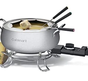 Cuisinart CFO-3SS 3-Quart Electric Fondue Pot 1000-Watt Electric Fondue Set is Suitable for Chocolate, Cheese, Broth and or Oil, Stainless Steel