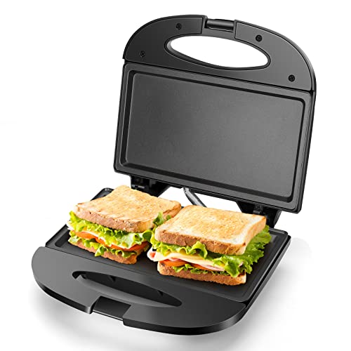 Aigostar Sandwich Maker with Non-stick Deep Grid Surface for Egg, Ham, Steaks Compact Electric Grill Black, ETL Certificated, Roy