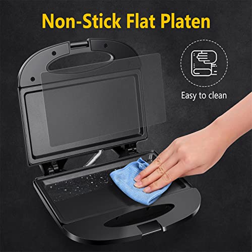 Aigostar Sandwich Maker with Non-stick Deep Grid Surface for Egg, Ham, Steaks Compact Electric Grill Black, ETL Certificated, Roy