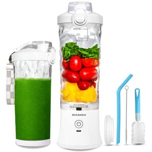portable blender, personal size blender for shakes and smoothies with 6 blades mini blender 20 oz for kitchen,home,travel(white)