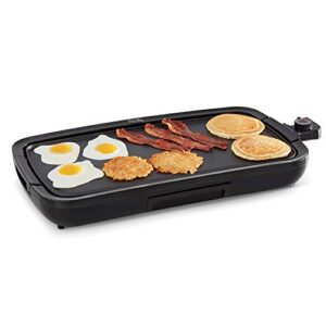 dash deluxe everyday electric griddle with dishwasher safe removable nonstick cooking plate for pancakes, burgers, eggs and more, includes drip tray + recipe book, 20” x 10.5”, 1500-watt – black
