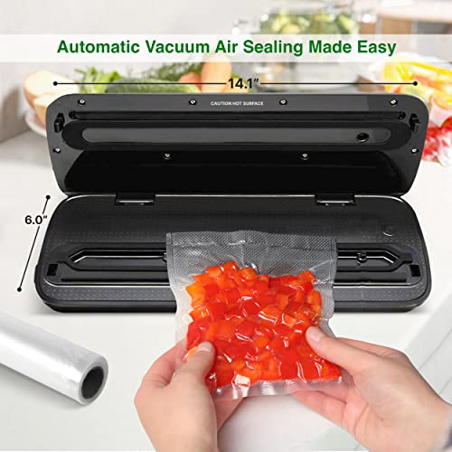 NutriChef PKVS Sealer | Automatic Vacuum Air Sealing System Preservation w/Starter Kit | Compact Design | Lab Tested | Dry & Moist Food Modes | Led Indicator Lights, 12", Silver