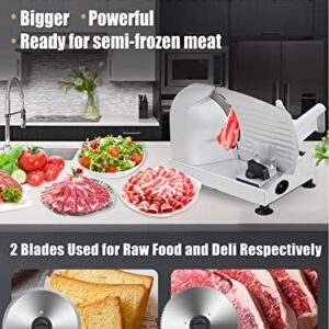 Meat Slicer, Anescra 200W Electric Deli Food Slicer with Two Removable 7.5’’ Stainless Steel Blades and Food Carriage, 0-15mm Adjustable Thickness Meat Slicer for Home, Food Slicer Machine- Silver