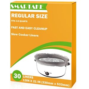 smartake slow cooker liners, 13 x 21 inches disposable cooking bags, easy clean-up plastic bags, fit 3qt to 8qt, for slow cooker, crockpot, aluminum cooking trays, pans, 1 pack (30 liners)
