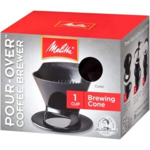 Melitta Filter Coffee Maker, Single Cup Pour-Over Brewer, Black, 1 Count