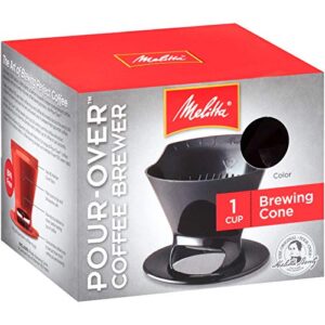 Melitta Filter Coffee Maker, Single Cup Pour-Over Brewer, Black, 1 Count