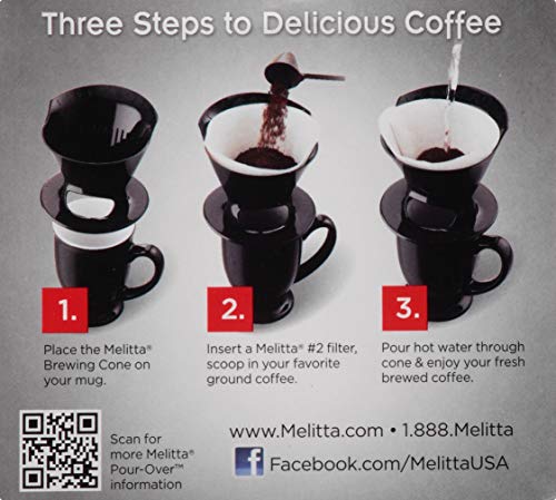 Melitta Filter Coffee Maker, Single Cup Pour-Over Brewer, Black, 1 Count