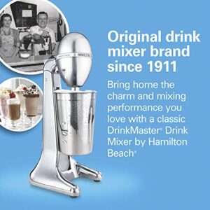 Hamilton Beach DrinkMaster Electric Drink Mixer, Restaurant-Quality Retro Milkshake Maker & Milk Frother, 2 Speeds, Extra-Large 28 oz. Stainless Steel Cup, Classic Chrome