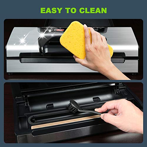 Potane Precision Vacuum Sealer Machine,Pro Food Sealer with Built-in Cutter and Bag Storage(Up to 20 Feet Length), Both Auto&Manual Options,2 Food Modes,Includes 2 Bag Rolls 11”x16’ and 8”x16’,Compact Design