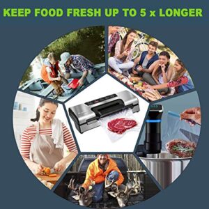 Potane Precision Vacuum Sealer Machine,Pro Food Sealer with Built-in Cutter and Bag Storage(Up to 20 Feet Length), Both Auto&Manual Options,2 Food Modes,Includes 2 Bag Rolls 11”x16’ and 8”x16’,Compact Design