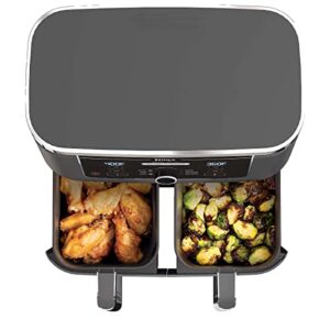 Ninja AD350CO Foodi 10 Quart 6-in-1 DualZone XL 2-Basket Air Fryer with 2 Independent Frying Baskets, Match Cook & Smart Finish to Roast, Broil, Dehydrate & More for Quick, Easy Family-Sized Meals, Grey (Renewed)