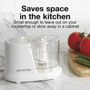 Proctor Silex Durable Electric Vegetable Chopper & Mini Food Processor for Chopping, Puree & Emulsify, 1.5 Cup, White