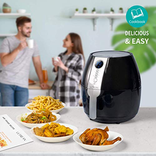 Ultrean Air Fryer, 4.2 Quart (4 Liter) Electric Hot Airfryer Oven Oilless Cooker with LCD Digital Screen and Nonstick Frying Pot, UL Certified, 1-Year Warranty, 1500W (Black)
