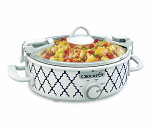 crockpot 2.5-quart mini casserole crock slow cooker, white/blue