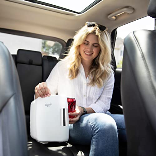 Cooluli Skincare Mini Fridge for Bedroom - Car, Office Desk & Dorm Room - Portable 4L/6 Can Electric Plug In Cooler & Warmer for Food, Drinks, Beauty & Makeup - 12v AC/DC & Exclusive USB Option, White