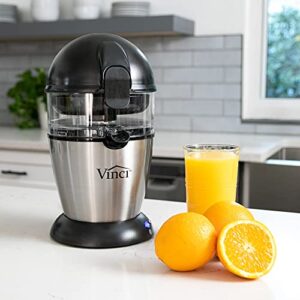 Vinci Hands-Free Patented Electric Citrus Juicer 1-Button Easy Press Lemon Lime Orange Grapefruit Juice Squeezer Easy to Clean Juicer Machine, Black/Stainless Steel