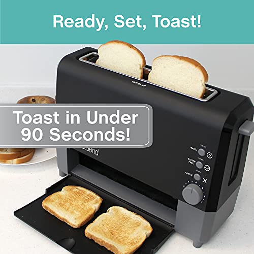 West Bend 77224 Toaster 2 Slice QuikServe Wide Slot Slide Through with Bagel and Gluten-Free Settings and Cool Touch Exterior Includes Removable Serving Tray, Black