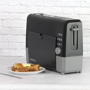 West Bend 77224 Toaster 2 Slice QuikServe Wide Slot Slide Through with Bagel and Gluten-Free Settings and Cool Touch Exterior Includes Removable Serving Tray, Black