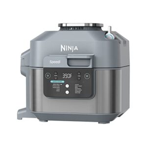 ninja sf301 speedi rapid cooker & air fryer, 6-quart capacity, 12-in-1 functions to steam, bake, roast, sear, sauté, slow cook, sous vide & more, 15-minute speedi meals all in one pot, sea salt gray