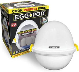 eggpod by emson egg cooker wireless microwave hardboiled egg maker, cooker, egg boiler & steamer, 4 perfectly-cooked hard boiled eggs in under 9 minutes as seen on tv