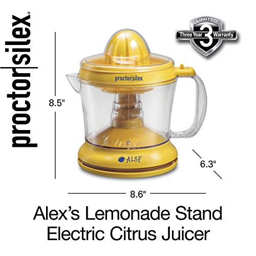 Proctor Silex Alex's Lemonade Stand Citrus Juicer Machine and Squeezer (66331), 34 Oz, Yellow