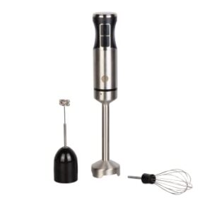 MasterChef Immersion Blender Handheld with Electric Whisk & Milk Frother Attachments, Hand Held Stainless Steel Stick Emulsifier for Making Baby Food, Soup, Puree, Cake, Cappuccino, Latte etc, 400W