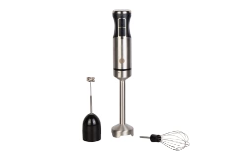 MasterChef Immersion Blender Handheld with Electric Whisk & Milk Frother Attachments, Hand Held Stainless Steel Stick Emulsifier for Making Baby Food, Soup, Puree, Cake, Cappuccino, Latte etc, 400W