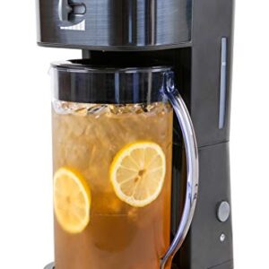 HomeCraft HCIT3BS 3-Quart Black Stainless Steel Café' Iced Tea And Coffee Brewing System, 12 Cups, Strength Selector & Infuser Chamber, Perfect For Lattes, Lemonade, Flavored Water, Large Pitcher