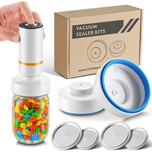 electric mason jar vacuum sealer – food vacuum saver can sealer jar seal pump kit accessories for wide and regular mouth mason jars compatible with foodsaver vacuum canning sealer machine attachment