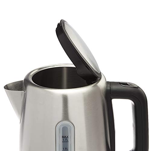 Amazon Basics Stainless Steel Fast, Portable Electric Hot Water Kettle for Tea and Coffee, 1.7-Liter, Silver