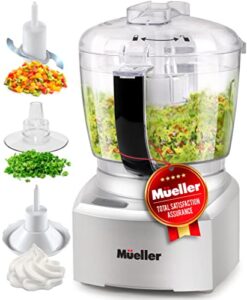 mueller ultra prep food processor chopper for dicing, grinding, whipping and pureeing – food chopper for vegetables, meat, grains, nuts and whisk for eggs and cream