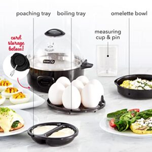 Dash Express Electric Egg Cooker, 7 Egg Capacity for Hard Boiled, Poached, Scrambled, or Omelets with Cord Storage, Auto Shut Off Feature, 360-Watt, Black