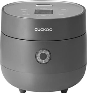 cuckoo cr-0675f | 6-cup (uncooked) micom rice cooker | 13 menu options: quinoa, oatmeal, brown rice & more, touch-screen, nonstick inner pot | gray