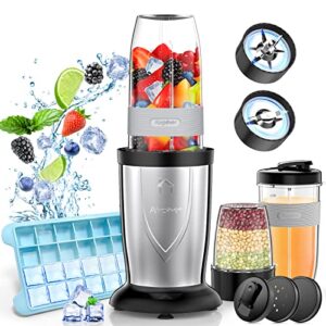 bullet blender for shakes and smoothies, airpher 19 pieces 850w personal portable blender set for kitchen with ice tray, 2*24 oz & 10 oz to-go cups, bpa free, pulse technology
