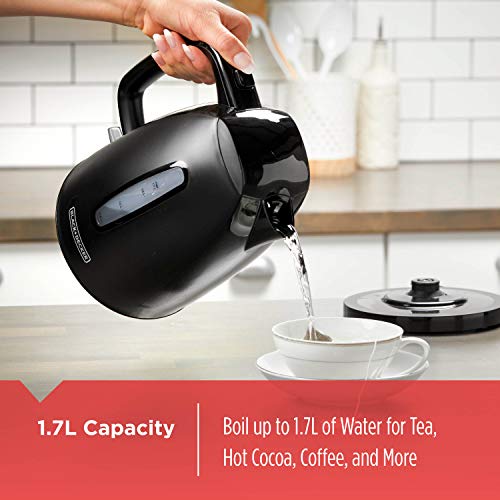 BLACK+DECKER KE1500B 1.7L Rapid Boil Electric Cordless Kettle, Black