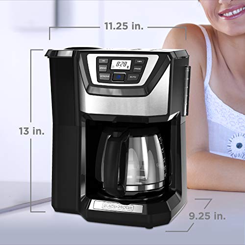 BLACK+DECKER 12-Cup Mill and Brew Coffeemaker, Black, CM5000B