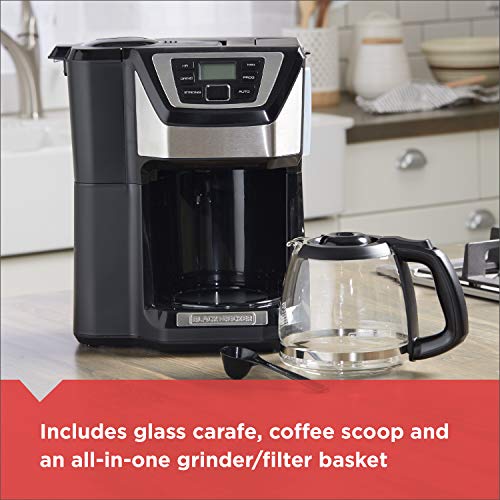 BLACK+DECKER 12-Cup Mill and Brew Coffeemaker, Black, CM5000B