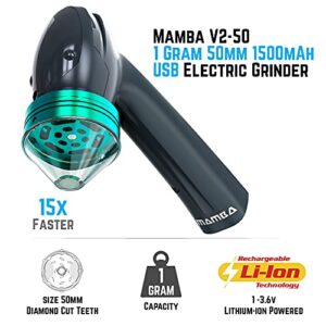 Mamba V2 1g Gray Electric Portable Herb Grinder. USB Powered Essential Kitchen Mill for Grinding