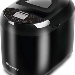 Elite Gourmet EBM-8103B Maxi-Matic Automatic Digital Programmable Bread Maker, 3 Loaf Sizes, 19 Menu Functions, Bake Fresh Bread, Black