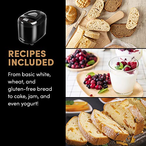 Elite Gourmet EBM-8103B Maxi-Matic Automatic Digital Programmable Bread Maker, 3 Loaf Sizes, 19 Menu Functions, Bake Fresh Bread, Black