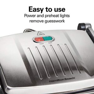 Hamilton Beach Panini Press, Sandwich Maker & Electric Indoor Grill, Upright Storage, Nonstick Easy Clean Grids, Stainless Steel (25410)