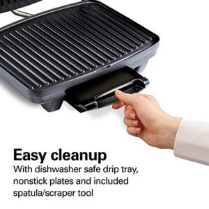 Hamilton Beach Panini Press, Sandwich Maker & Electric Indoor Grill, Upright Storage, Nonstick Easy Clean Grids, Stainless Steel (25410)