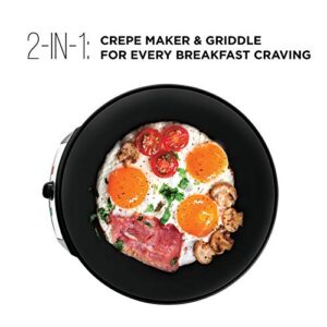 Chefman Electric Crepe Maker & Griddle, Precise Temperature Control Skillet for Perfect Brunch Blintzes, Pancakes, Eggs, Bacon, & Tortillas, 12" Nonstick Grill Pan, Includes Batter Spreader & Spatula