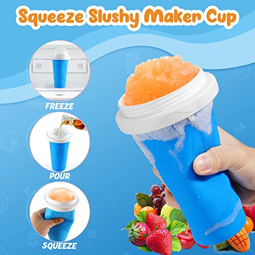 RELPOM® Slushie Maker Cup, TIK TOK Magic Quick Frozen Smoothies Cup, Cooling Cup, Double Layer Squeeze Slushy Maker Cup, Cool Stuff Birthday Gifts for Kids (Blue)