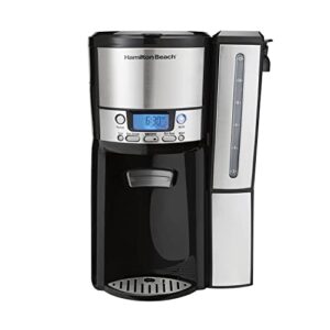 hamilton beach brewstation programmable dispensing drip coffee maker with 12 cup internal brew pot, removable reservoir, black & stainless steel