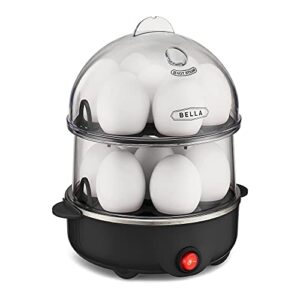 bella 17287 double cooker, rapid boiler, poacher maker make up to 14 large boiled eggs, poaching and omelete tray included, stack, black