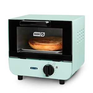 dash mini toaster oven cooker for bread, bagels, cookies, pizza, paninis & more with baking tray, rack, auto shut off feature – aqua