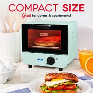 DASH Mini Toaster Oven Cooker for Bread, Bagels, Cookies, Pizza, Paninis & More with Baking Tray, Rack, Auto Shut Off Feature - Aqua