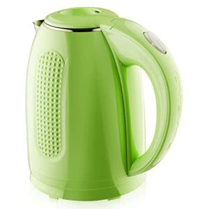 ovente portable electric kettle stainless steel instant hot water boiler heater 1.7 liter 1100w double wall insulated fast boiling with automatic shut off for coffee tea & cold drinks, green kd64g