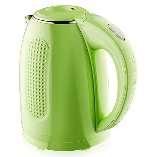 Ovente Portable Electric Kettle Stainless Steel Instant Hot Water Boiler Heater 1.7 Liter 1100W Double Wall Insulated Fast Boiling with Automatic Shut Off for Coffee Tea & Cold Drinks, Green KD64G